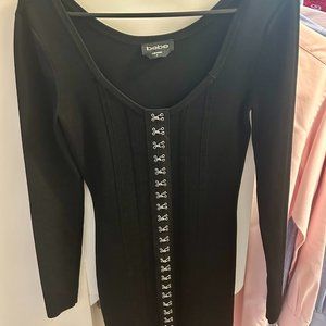 bebe Long Sleeve Black Dress